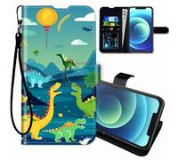 BEOTIWAD Étui portefeuille pour cricket Icon 6 (SL219C)/AT&T Verge (SL219A) avec bracelet, porte-cartes de crédit, fermeture magnétique, résistant aux chocs, pour icône 6, motif dinosaure