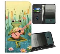 BEOTIWAD Étui portefeuille pour TCL 60R 17 cm - Étui magnétique en cuir synthétique avec emplacements pour cartes de crédit et protection antichoc pour TCL 60R, grenouille jouant de la guitare
