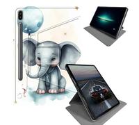 BEOTIWAD Étui pour Samsung Galaxy Tab S6 10,5" 2019 (modèle SM-T860/T865/T867) - Support rotatif à 360° - Housse de protection pliable avec mise en veille/réveil automatique, ballons éléphants