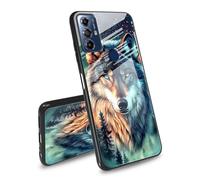 BEOTIWAD Majestic Wolf Coque pour Motorola Moto G Power 2022 en verre trempé - Coque arrière latérale en TPU souple - Rainure de coupe antidérapante pour Moto G Power 2022