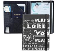 BEOTIWAD Porte-bloc en cuir synthétique avec boucle pour stylo et sangle élastique pour entretien/CV, organiseur de documents pour entretien, école, bureau, Jeremiah 29-11 Verse de la Bible