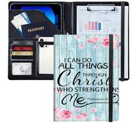 BEOTIWAD Porte-bloc en cuir synthétique avec porte-cartes, bloc-notes, versets de la Bible, Philippiens 4 à 13