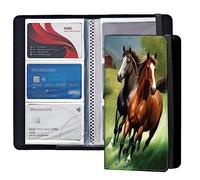 BEOTIWAD Porte-cartes de visite avec capacité de 240 cartes pour homme et femme, idéal pour les affaires, les cartes de crédit, d'identité et plus encore, cheval qui court
