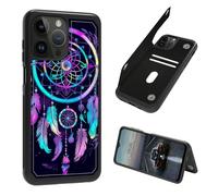 BEOTIWAD Rainbow Dream Catcher Theme Case for iPhone 16 Pro Max 6.9" PU Leather Heavy Duty Antichoc Protective Wallet Case with Credit Card Magnetic for iPhone 16 Pro Max 6.9"