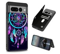 BEOTIWAD Rainbow Dream Catcher Theme Case pour Google Pixel 7 Pro PU Cuir Heavy Duty Antichoc Protection Portefeuille Etui avec Cartes de Crédit Magnétiques pour Pixel 7 Pro