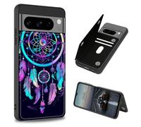 BEOTIWAD Rainbow Dream Catcher Theme Case pour Google Pixel 8 Pro Cuir PU Heavy Duty Antichoc Protection Portefeuille Etui avec Cartes de Crédit Magnétiques pour Pixel 8 Pro