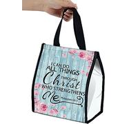 BEOTIWAD Sac à déjeuner pour homme et femme, double couche isotherme réutilisable, grand sac fourre-tout pour le travail, la plage ou les voyages, versets de la Bible des Philippiens 4 à 13