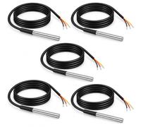 Beoveo 5 Pièces Sondes de Température Étanches, Inox, Câble 1 m | Capteur de température étanche, capteur en acier inoxydable, précision ±0,5°C, compatible avec Arduino Raspberry Pi et Shelly