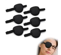 Beoveo 6 Pièces Cache-Œil 3D Réglable, Polyester, Noir | Réglable, polyester et éponge, confortable et respirant, portable à gauche ou à droite, pour adultes et enfants, noir