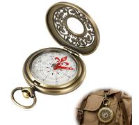 Beoveo Boussole rétro, Bronze Antique | Boîtier en métal, résistante aux chocs et sécurisée, design creux, couvercle rabattable, pour le camping, la randonnée