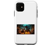 Beowulf Battles The Monster Grendel at Night Saga Nordique Coque pour iPhone 11