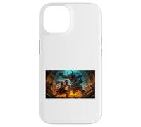 Beowulf Battles The Monster Grendel at Night Saga Nordique Coque pour iPhone 14