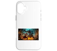 Beowulf Battles The Monster Grendel at Night Saga Nordique Coque pour iPhone 16 Plus