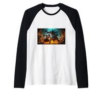 Beowulf Battles The Monster Grendel at Night Saga Nordique Manche Raglan
