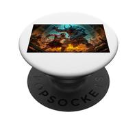 Beowulf Battles The Monster Grendel at Night Saga Nordique PopSockets PopGrip Adhésif