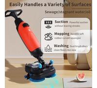 BeoyNot Autolaveuse de sols Professionnelle, autolaveuse et polisseuse électrique, Batterie de 90 Minutes, Largeur de Nettoyage 43cm, Conception Portable sans Fil, pour sols en carrelage et béton Red