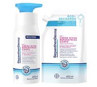 BepanthenDerma® Crème Riche Réparatrice Corps Peaux Sèches et Sensibles 400ml + Éco-Recharge 400ml