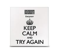 BEPER 40.821 Pèse-personne Keep Calm, balance numérique, ultra fine, batterie incluse, blanc
