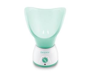 BEPER 40.967N - Sauna Facial et Aromathérapie 2 Puissances, Traitements Curatifs et Relaxants, Hydratation et Nettoyage du Visage, Réservoir d'Huiles Essentielles, Blanc/Vert