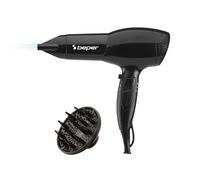 BEPER 40.979 Sèche-cheveux 2000 Watt, Diffuseur et Concentrateur inclus, Poignée antidérapante, Noir