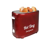 BEPER BT.150Y Machine à Hot Dog, 750W, 5 levels de Cuissons, Design Vintage, Rouge