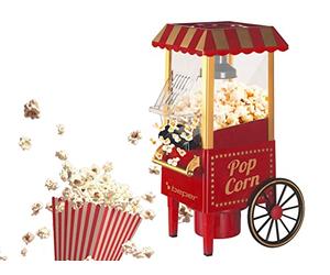 BEPER BT.651Y Machine à popcorn, Popcorn en 3 minutes, Pas de graisse, Circulation d'air chaud, Sans huile 1200 W, Rouge/Or