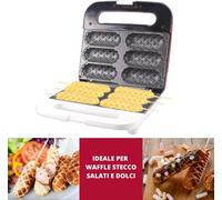 Beper P101CUD100 Gaufrier pour gaufres à la broche en rouge antiadhésif pour 6 gaufres sucreries café petit déjeuner fête préparation pâtisserie dessert ustensile de cuisine