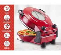 Beper P101CUD301 Four à pizza avec hublot, 400°C, plaque céramique 31 cm, 5 niveaux de cuisson, minuterie de 15 minutes, poignées isolées thermiquement, palettes en acier inoxydable