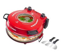 BEPER P101CUD301 Four à pizza électrique, 1200W, Température 400°C, Plaque à pizza 31 cm, Four à pizza avec plaque réfractaire amovible, Hublot, Pelles à pizza en acier inoxydable, Rouge