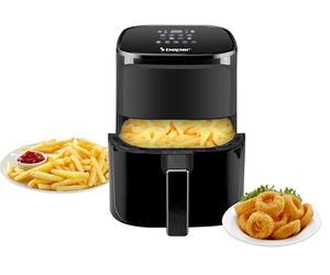 BEPER P101FRI051 Friteuse à air chaud, frite sans huile, 5 L, Display tactile, 8 programmes, réglable jusqu'à 200°C, minuterie 60 minutes, arrêt automatique, Noir
