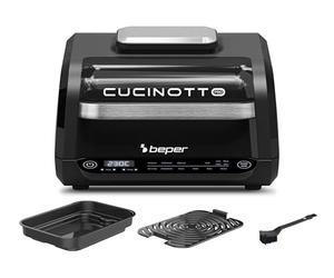 BEPER P101FRI081 Friteuse à air multifonctionnelle, Cuisinière digital avec 8 programmes, Gril avec 4 modes de cuisson, Température jusqu'à 230°C, Minuterie jusqu'à 120 min, Accessoires inclus, Noir