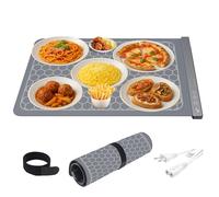 BEPER P101TEM100 Chauffe-Plats électrique en Silicone Enroulable, Plateau Chauffant 350 W avec 3 Niveaux de température, minuterie 4 Heures, Commandes tactiles