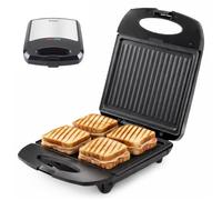 BEPER P101TOS040 Grille-pain électrique 4 tranches Family Grill, plaque pour toasts et sandwichs 1400 W, plaques antiadhésives 25 x 21 cm, grand grille-pain avec système de fermeture de sécurité