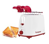 BEPER P101TOS100 Grille-Pain avec Pinces en Acier Inoxydable, 7 Niveaux de Brunissement, Ramasse-Miettes, 2 Fentes Larges