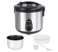 BEPER P101VAP020 Cuiseur à riz Vaporé Max 1800 g, antiadhésif, fonction maintien au chaud, cuisson vapeur, acier inoxydable, accessoires inclus, sans BPA