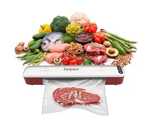 BEPER P102CON001 Machine sous vide avec 5 sacs sous vide, ABS, double opération, ruban d'étanchéité de 30 cm, blanc/gris