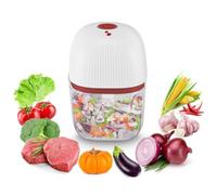 BEPER P102ROB051 Mini hachoir rechargeable, 350 ml, hachoir sans fil avec 3 lames en acier inoxydable, USB inclus, rouge/blanc