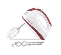 BEPER P102SBA101 Batteur électrique 300W, Batteur électrique avec 2 Fouets, 2 spires, 5 Vitesses et fonction turbo, Poignée ergonomique, Blanc/Rouge