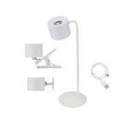 BEPER P201UTP303 Lampe Luminì à 3 fonctions, Lampe de table, lampe avec clip et accessoire mural inclus, Lampe rechargeable avec câble USB inclus, Interrupteur tactile, Lumière réglable, Blanc