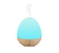 BEPER P205DIF001 Diffuseur d'huiles essentielles, diffuseur d'arômes, 5 W, Technologie à ultrasons, lumière LED 7 Couleurs, Mode continu, minuterie sélectionnable, Effet Blanc/Bois Petit