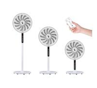 BEPER P206VEN154 Ventilador de pie de 13 aspas con mando a distancia, 41 cm, 3 velocidades y 3 modos, temporizador de 12 h, oscilante, altura regulable de 70 a 130 cm, pantalla digital