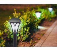 BEPER P207ILO040 Jeu De 4 Lampes Solaires Pour Allées Et Jardins Avec Piquet, Allumage Automatique À La Tombée De La Nuit, Fixation Facile, Design Élégant, Autonomie 6-8 Heures, Protection Ip44