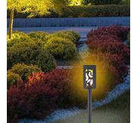 BEPER P207ILO101 Lampe solaire LED Effet flamme pour jardin et balcon, 12 LED lumière chaude, Lampe solaire automatique, Lumière étanche IP44, Avec piquet de terre, Autonomie 8h