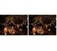 BEPER P207ILO500 Guirlande lumineuse solaire d'extérieur à LED, 10 ampoules LED, câble en corde, style vintage, capteur de lumière intégré, 3,7 mètres (Lot de 2)