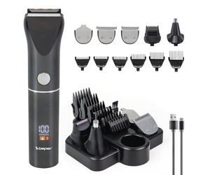 BEPER P304CAP050 Ensemble de tondeuses multifonctions TrimX 12 - Tondeuse à cheveux, tondeuse à barbe, tondeuse nez et oreilles - 12 accessoires inclus, lames en acier, écran LED, rechargeable