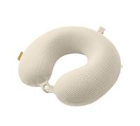 bephible Coussin de cou portable en forme de U de couleur unie extra doux pour voyage, camping, beige