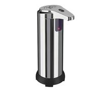 bephible Distributeur de savon de grande capacité en acier inoxydable sans contact avec capteur infrarouge à double bouton de contrôle automatique du liquide pour salle de bain, cuisine, maison