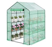 bephible Housse de serre de rechange imperméable en polyéthylène avec porte d'isolation thermique et imperméable Vert transparent 143 x 143 x 195 cm