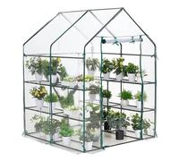 bephible Housse de serre de rechange imperméable en polyéthylène avec porte d'isolation thermique et imperméable Vert transparent 143 x 143 x 195 cm