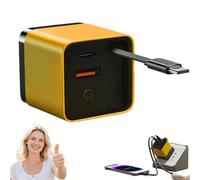 Beproudlevel 3 in 1 Charger Retractable 80w Max Fast, 80 Watt Scalable Fast Charger Module, Universal All in One Multi Phone Chargers with Wall Plug, for Phones, Tablets (Yellow)